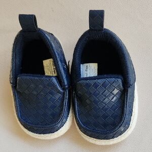 First Steps Size 0 Navy Woven Moccasin Slip-On Shoes